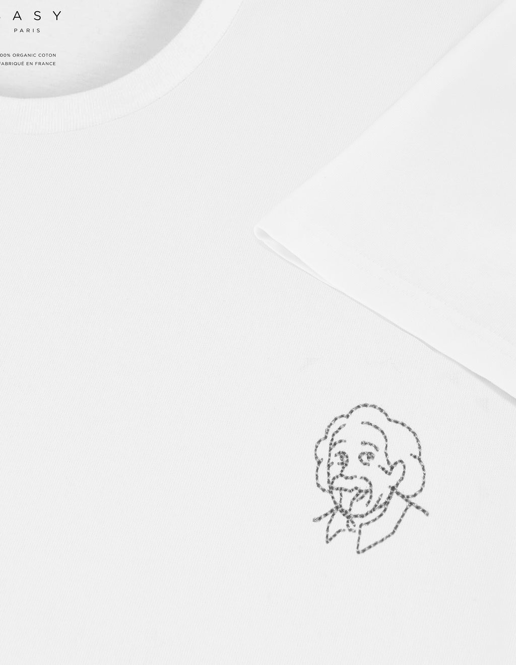 T-shirt blanc brodé Albert Einstein